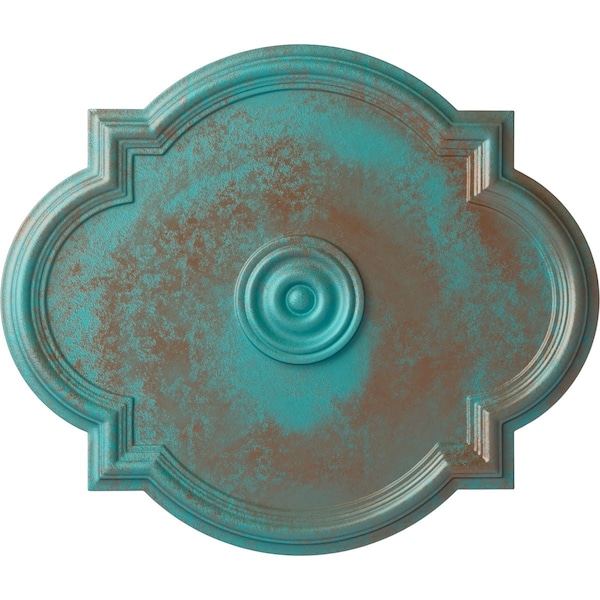 Ekena Millwork Waltz Ceiling Medallion (Fits Canopies up to 5 1/4"), 24"W x 20 1/2"H x 1 1/8"P, Copper Green Patina CM24WACGS - main
